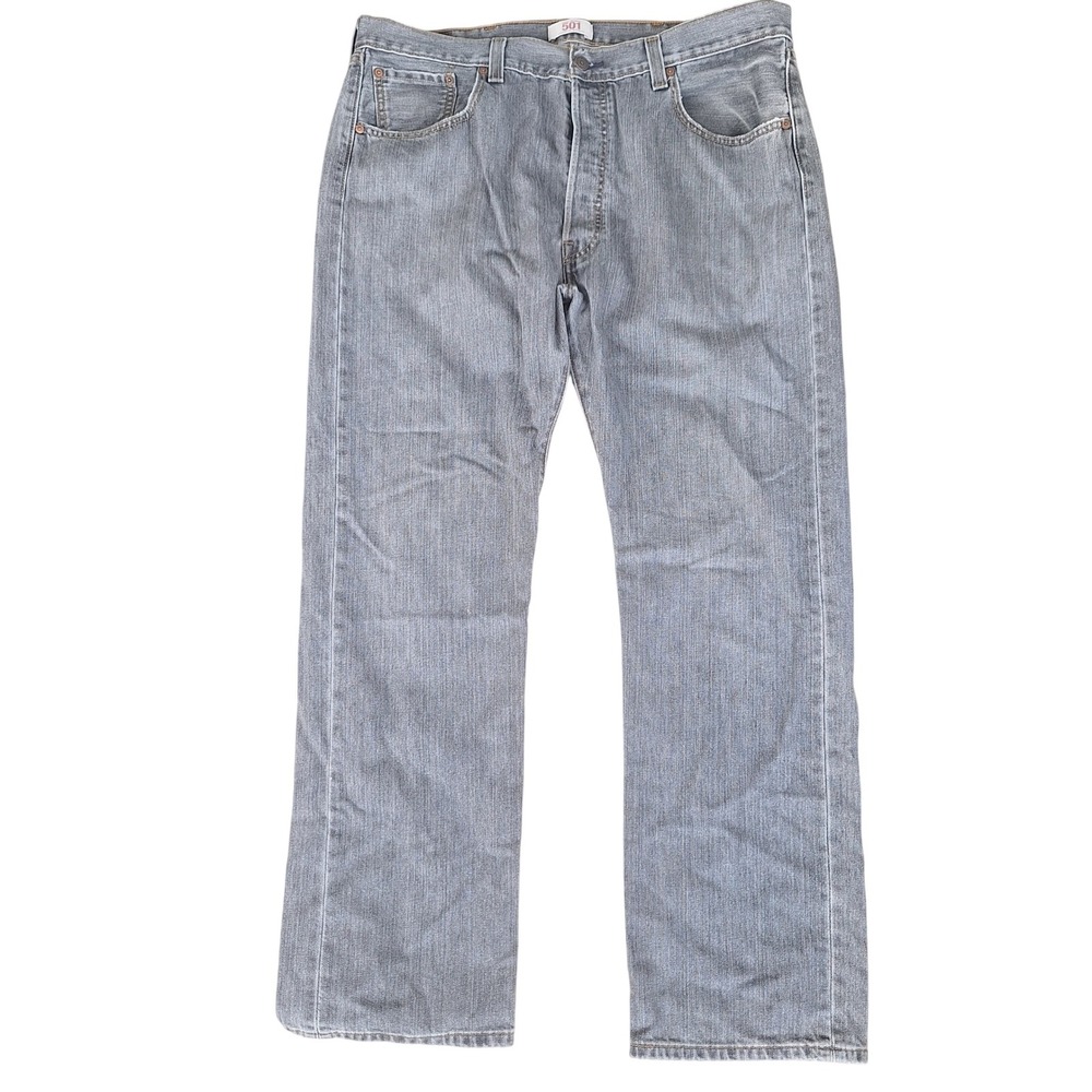 Levi's 501 Original Fit Button Fly Gray Wash Denim Jeans Mens Size 38x32